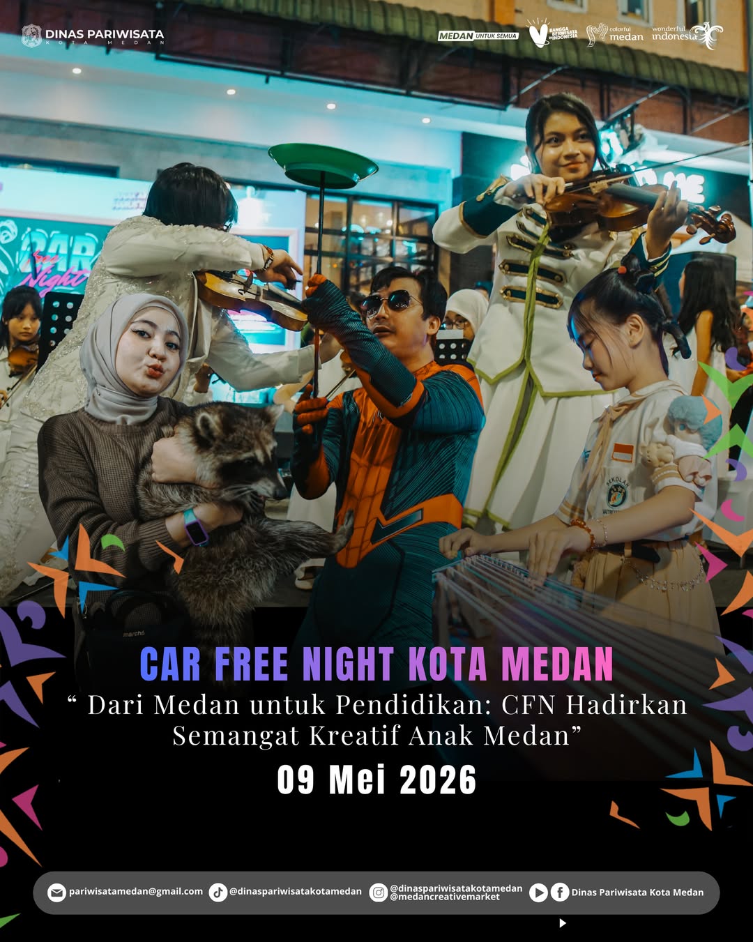 Cakep Medan! Wali Kota Rico Waas Hadiri Car Free Night Kesawan, Beri Ruang Luas bagi Kreativitas Anak Muda