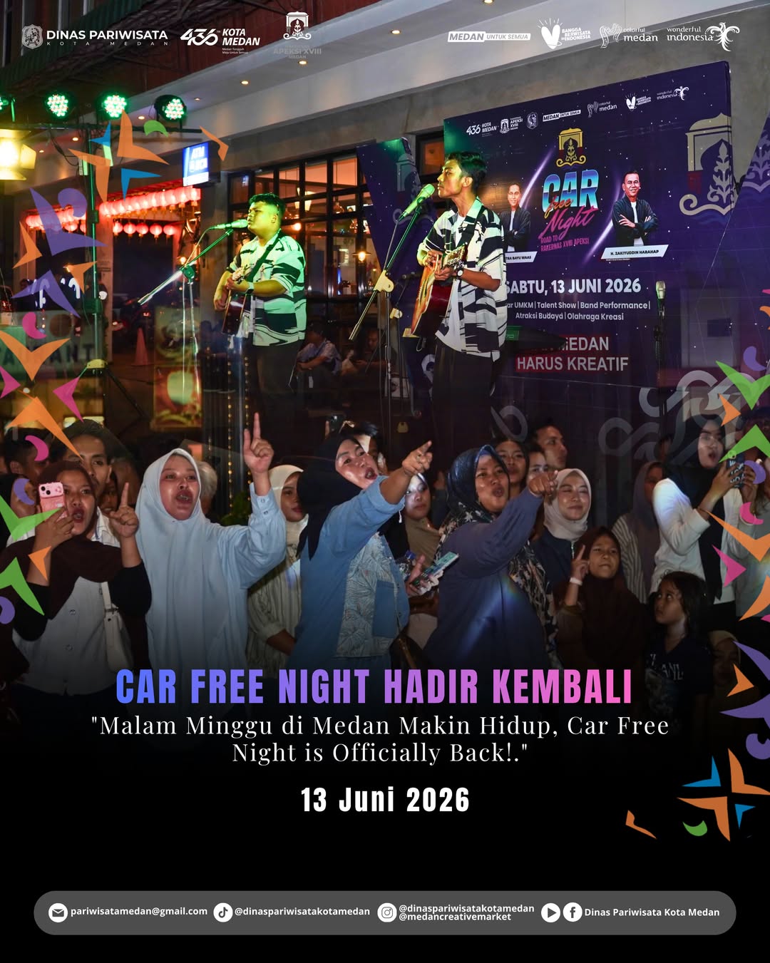 Car Free Night “Road to Rakernas XVIII APEKSI” Semarakkan Kawasan Kesawan, Wadah Kreativitas Anak Muda Medan